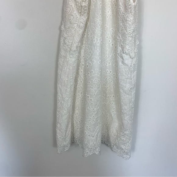 Entro Eyelet Embroidery Scallop Trim Halter Neck White Dress Size Medium - Picture 7 of 11